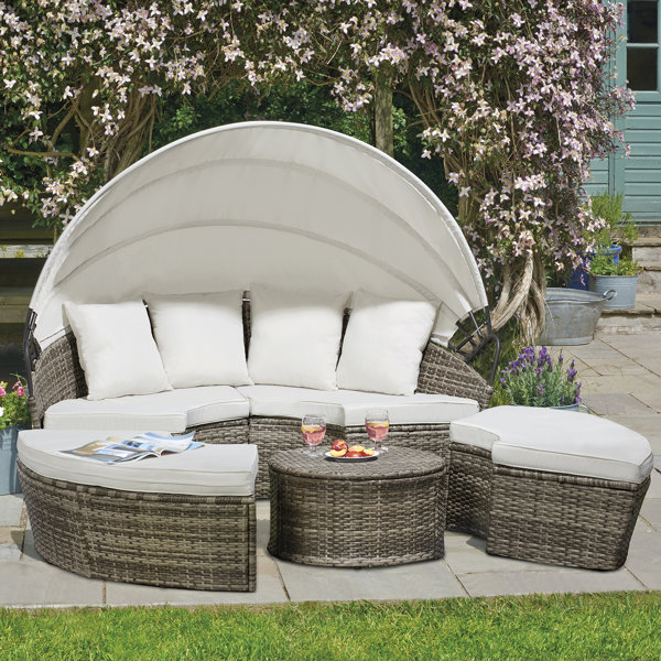 17 Stories Elisamuel 180Cm Wide Outdoor Garden Daybed with Cushions